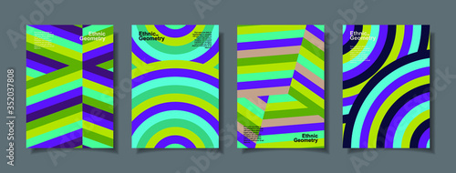 Set of backgrounds with Ethnic Geometric Patterns. Applicable for Covers, Placards, Posters, Flyers and Banner Design. Eps10 Vector illustration.