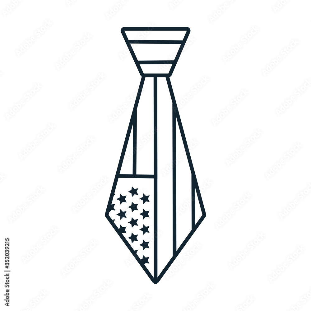 necktie with usa flag line style