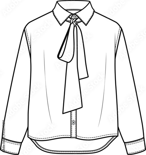 Womens SHIRT, Blouse Fashion Flat Sketch Template