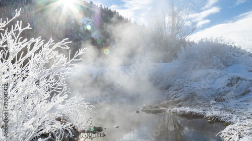 hot spring in the winter 