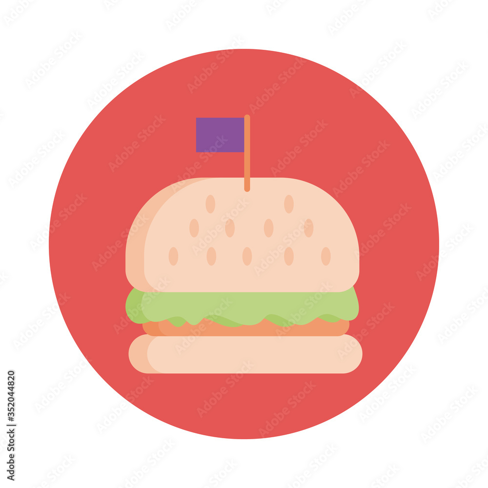 delicious burger fast food block style icon delicious burger fast food block style icon