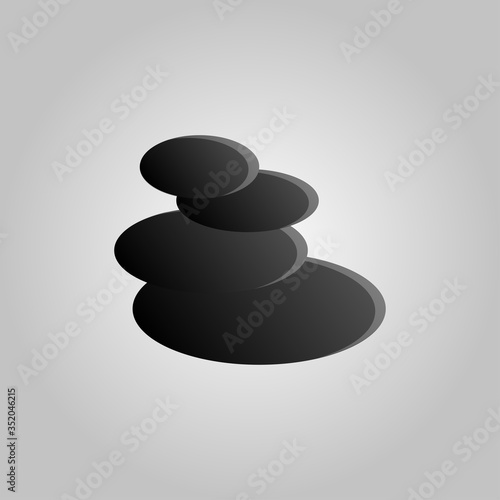 Fashionable beautiful beauty glamorous trend spa hot black massage stones on a white background. Vector illustration