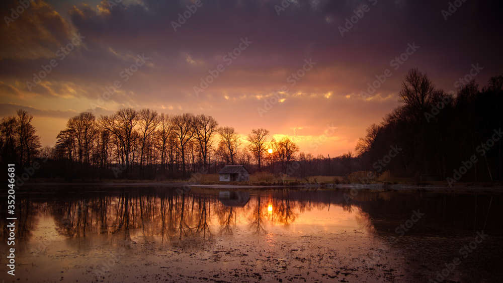 sunset over lake