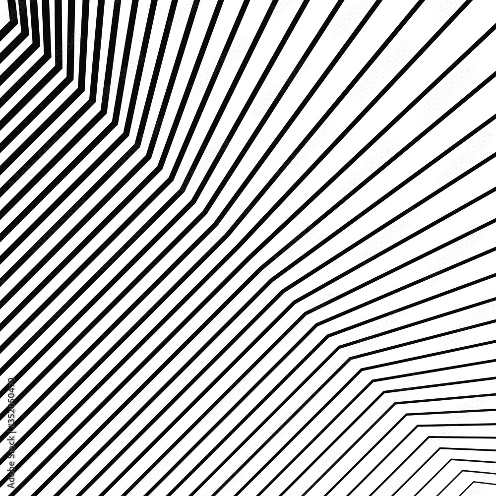 Abstract black oblique distorted lines. Vector illustration. Psychedelic pattern. Op art. Trendy design element for prints, posters, web pages, template and textile pattern
