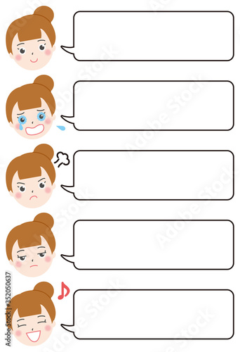 女性　吹き出し　セット2