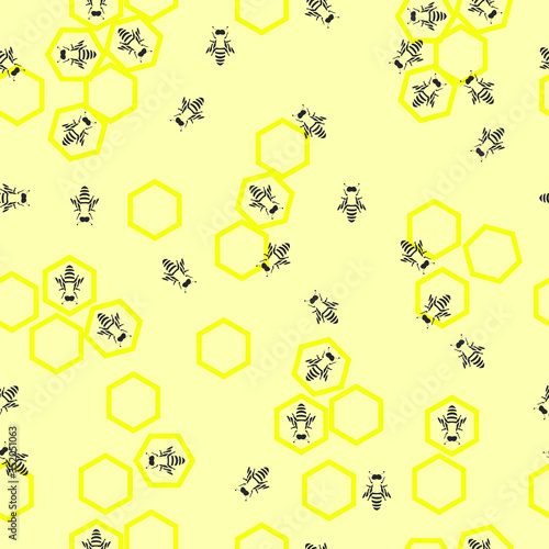 Cute Bees Vector Pattern Seamless
