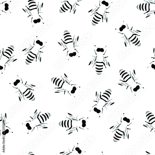 Cute Bees Vector Kids Pattern Seamless