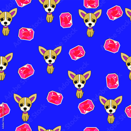 Cute Dog And Cristal Kids Pattern Seamless