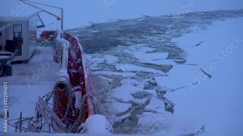 Icebreaker ship in the Gulf of Bothnia in Lapland, Finland.