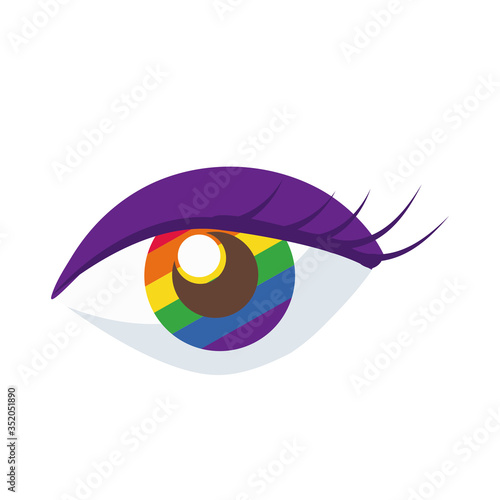 eye human with gay pride flag hand draw style
