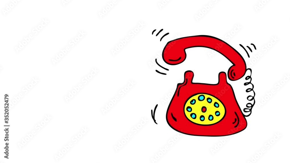 outline of a telephone completed with red paint appearing on the right side of screen with contrasting colors on rotary dial and earphone rising suggesting someone is calling outline of a telephone completed with red paint appearing on the right side of screen with contrasting colors on rotary dial and earphone rising suggesting someone is calling