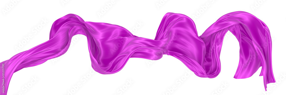 Beautiful flowing fabric of magenta wavy silk or satin. 3d rendering image. Beautiful flowing fabric of magenta wavy silk or satin. 3d rendering image.