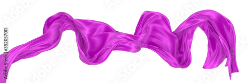 Beautiful flowing fabric of magenta wavy silk or satin. 3d rendering image.