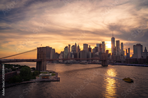 Sunset over NYC with Brooklyn Brisge © One35Frame