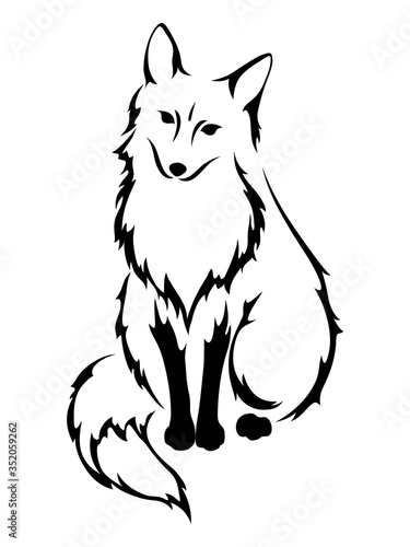 Vector black silhouette of a fox isolated on a white background.