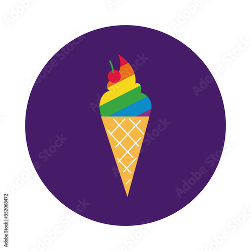 ice cream with gay pride flag block style