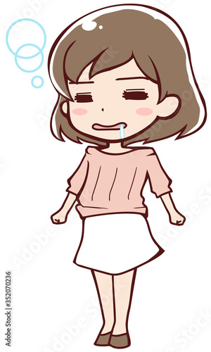 居眠りをするアニメ調のお姉さん