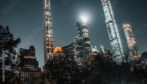 Manhattan 57th street skyscrapers from within Central Park