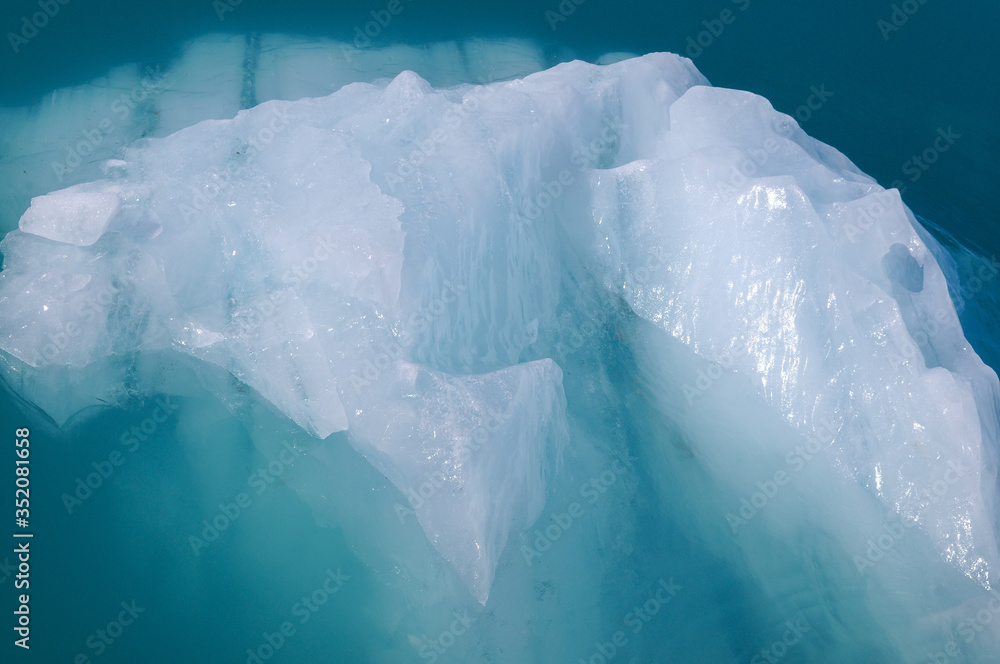 Melting ice close up from glacier in Greenland. Arctic nature. Global warming concept.