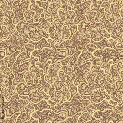 Brown tangled roots on a ground in a seamless pattern