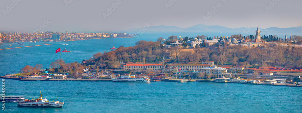 Topkapi Palace with boat - Istanbul, Turkey