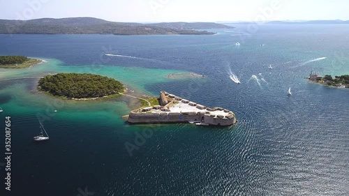 Saint Nikola fortress overlooking Sibenik bay entrance, sailing destiation, archipelago od Dalmatia, Croatia photo