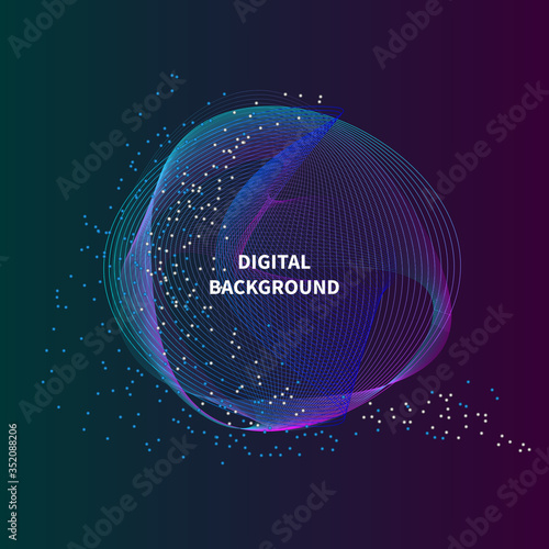 Bigdata futura circle. Line violet big data background
