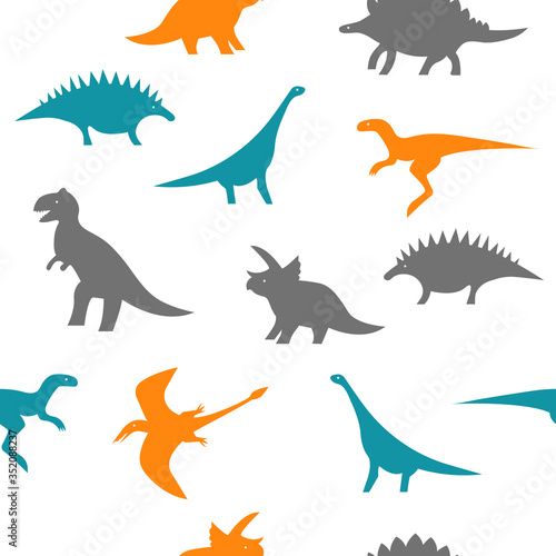 Seamless color and wite dino pattern