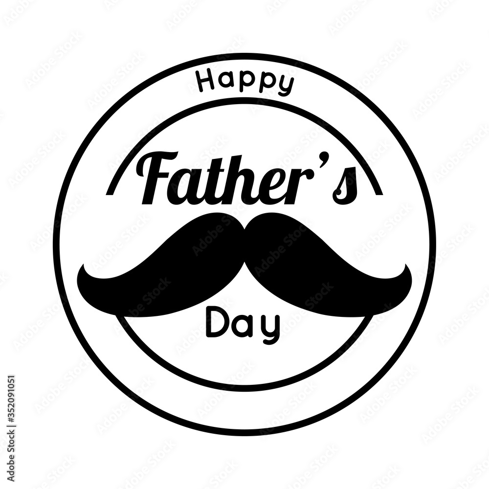 happy fathers day seal with mustache line style happy fathers day seal with mustache line style