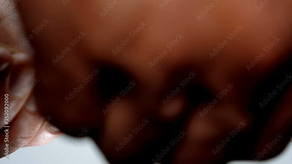 Man count a bundle of hundred-dollar bills on a white background. Macro. Closeup. Shallow depth of field. The camera moves around Man count a bundle of hundred-dollar bills on a white background. Macro. Closeup. Shallow depth of field. The camera moves around