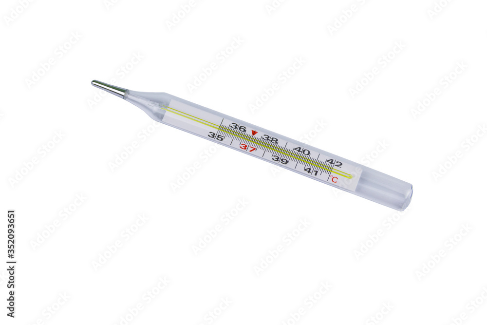 Mercury medical thermometer isolated on white background Mercury medical thermometer isolated on white background