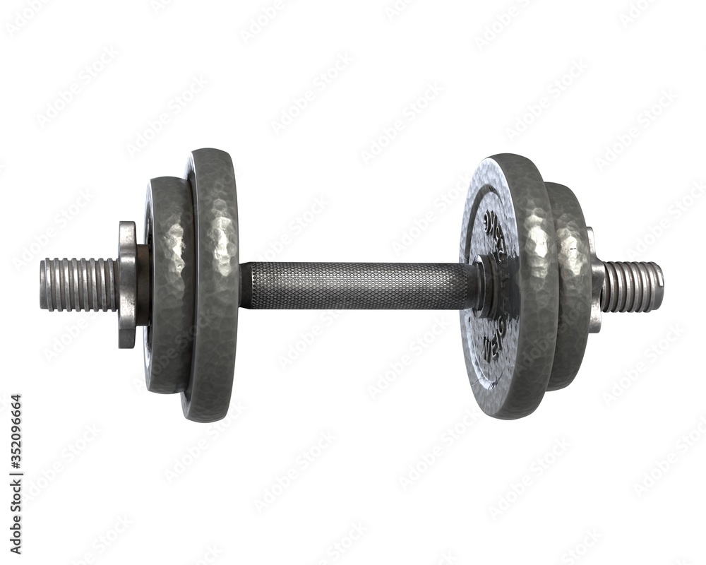 Naklejka premium 3D render of vintage dumbbell isolated on white