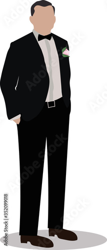 groom in suit with buttonhole