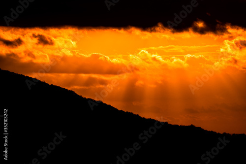 Fototapeta Naklejka Na Ścianę i Meble -  Sunset in the mountains. Bieszczady National Park. Carpathians. Poland.
