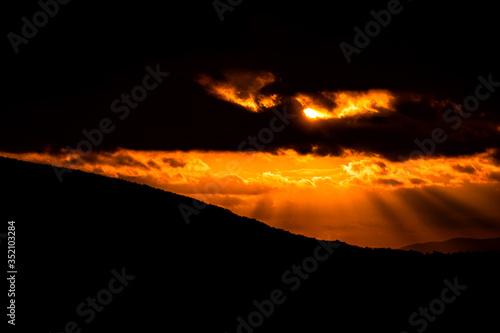 Fototapeta Naklejka Na Ścianę i Meble -  Sunset in the mountains. Bieszczady National Park. Carpathians. Poland.