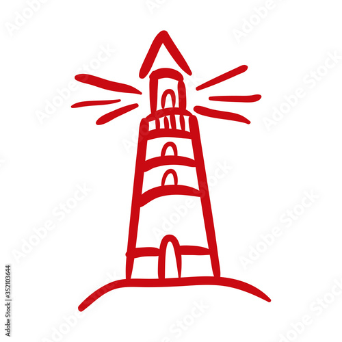 lighthouse maritime hand draw style icon