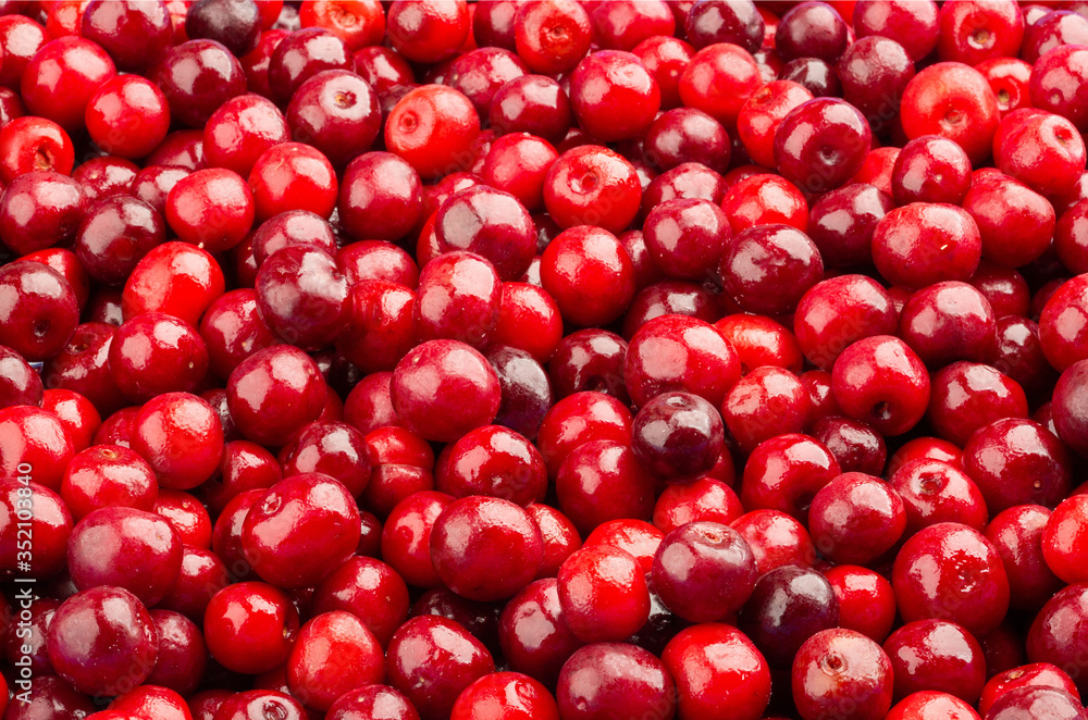 Frozen fresh sour cherry. Food background. Top view. Frozen fresh sour cherry. Food background. Top view.