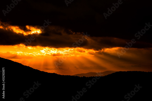 Fototapeta Naklejka Na Ścianę i Meble -  Sunset in the mountains. Bieszczady National Park. Carpathians. Poland.