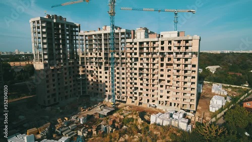 Aerial view of construction site, Kyiv, Ukraine photo