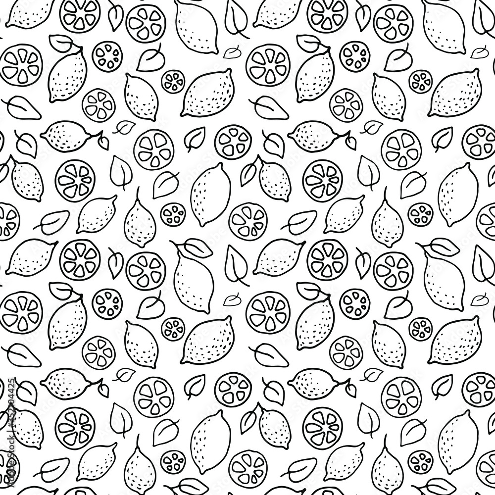 seamless pattern with lemons and leaves seamless pattern with lemons and leaves