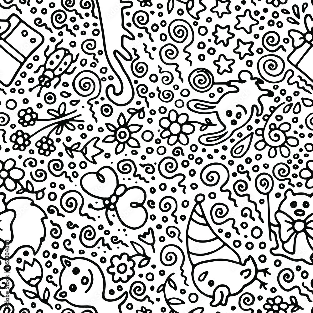 seamless pattern with gift box and funny animals seamless pattern with gift box and funny animals