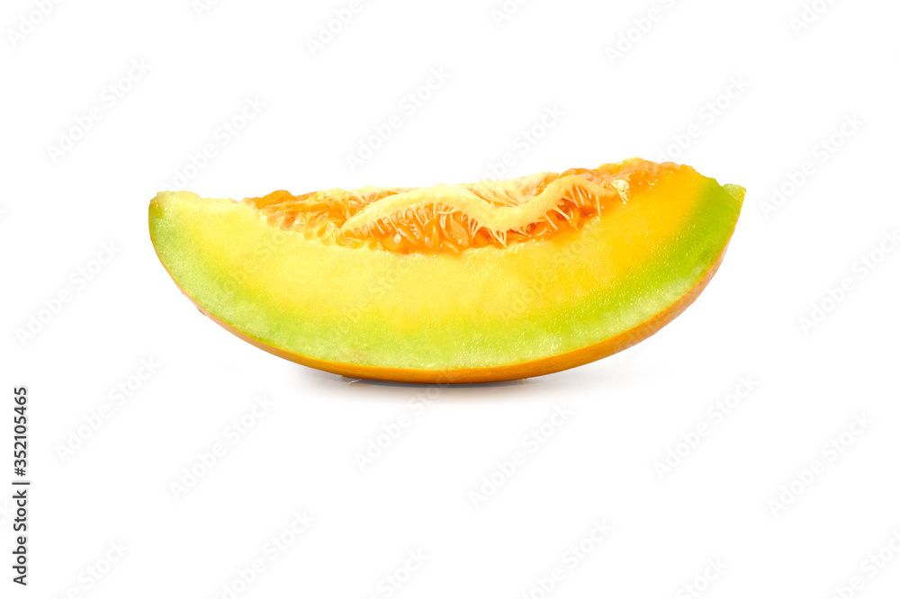 Sliced cantaloupe thai tropical fruit asian on white background. Sliced cantaloupe thai tropical fruit asian on white background.