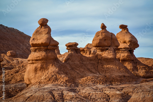 rock formation in the shape of fairy chimneys at Goblin valley Utah USA