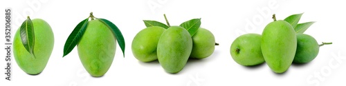 Fresh green mango fruit isolated on white background
