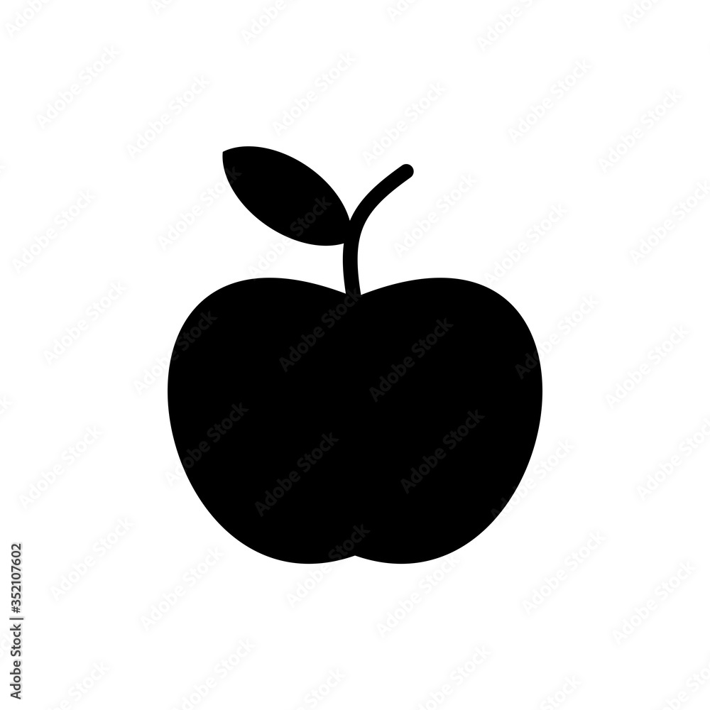 Apple fruit glyph icon design vector, fresh natural fruit mark vector illustration. Apple fruit glyph icon design vector, fresh natural fruit mark vector illustration.