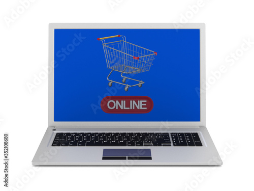 online shopping on white ba...