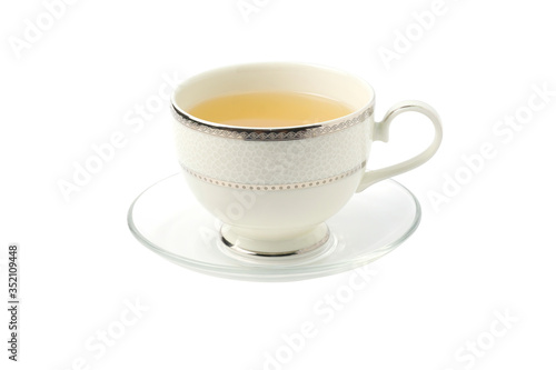 Hot Ginger tea in white cup isolated on white background