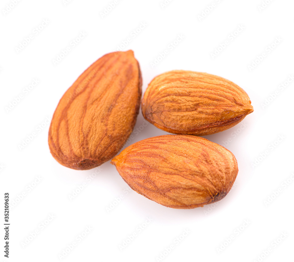 almond nuts an isolated on white background almond nuts an isolated on white background