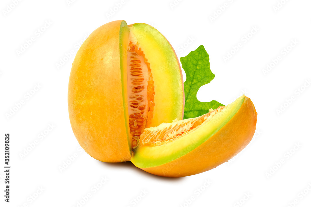 thai cantaloupe melon isolated on white background with clipping path