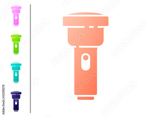 Coral Flashlight icon isolated on white background. Set color icons. Vector